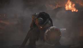 The Doom Slayer wielding a shotgun and a shield in Doom: The Dark Ages.