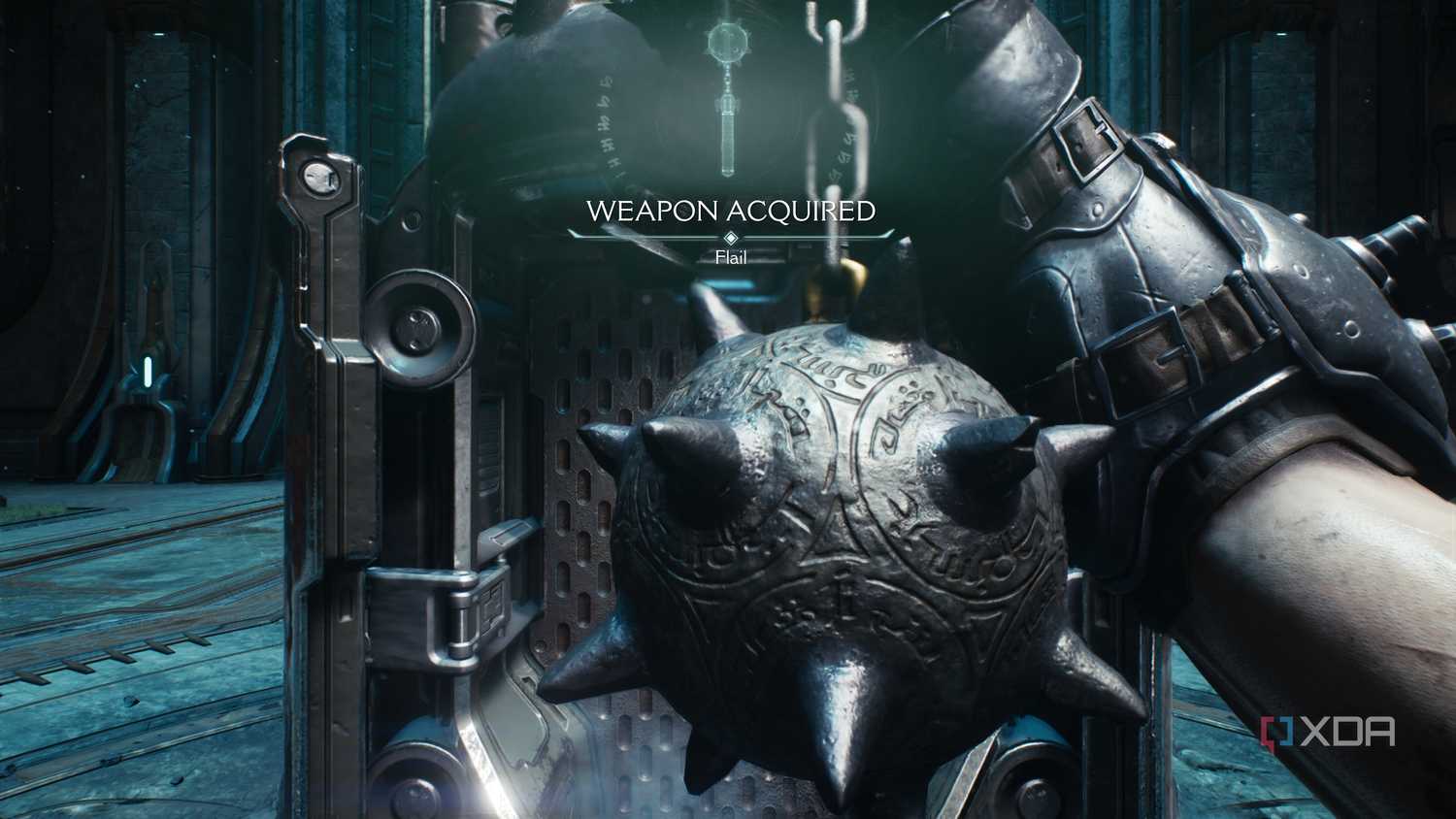 The melee flail weapon in Doom: The Dark Ages.