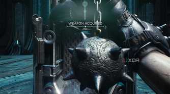 The melee flail weapon in Doom: The Dark Ages.