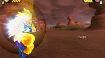 Goku charging up a qi blast in Dragon Ball Z: Budokai Tenkaichi 3.