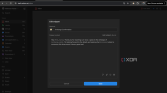 Edit snippet window in Notion Mail