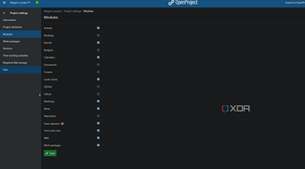 editing project modules in openproject