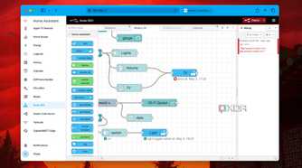 Error status under nodes and debug log for Node-RED in Home Assistant
