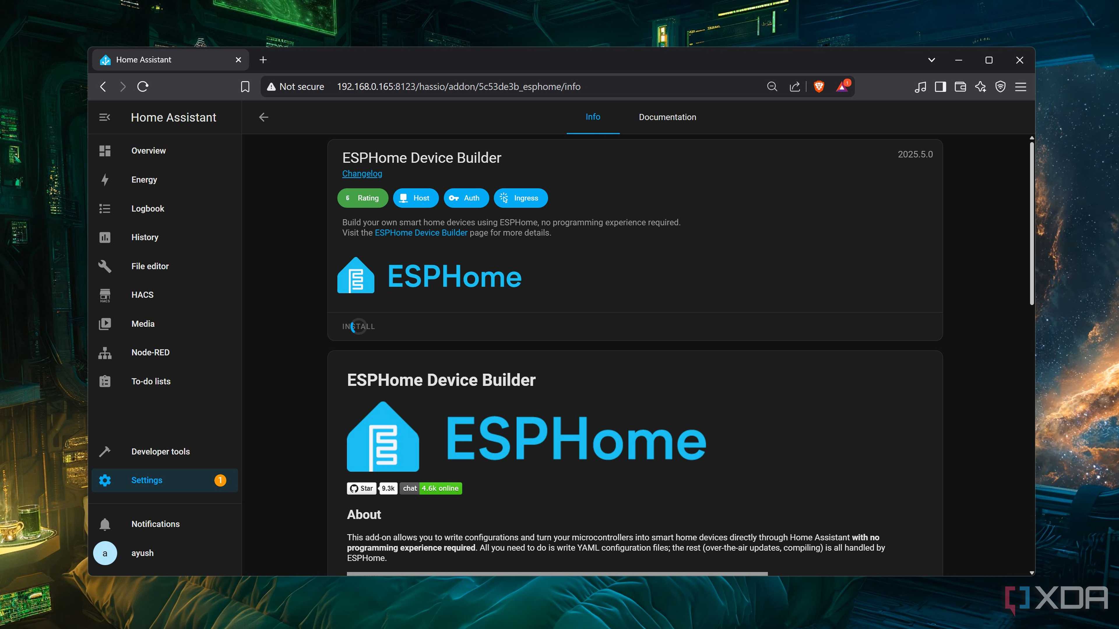 Installing ESPHome Device Builder plugin on Home Assistant