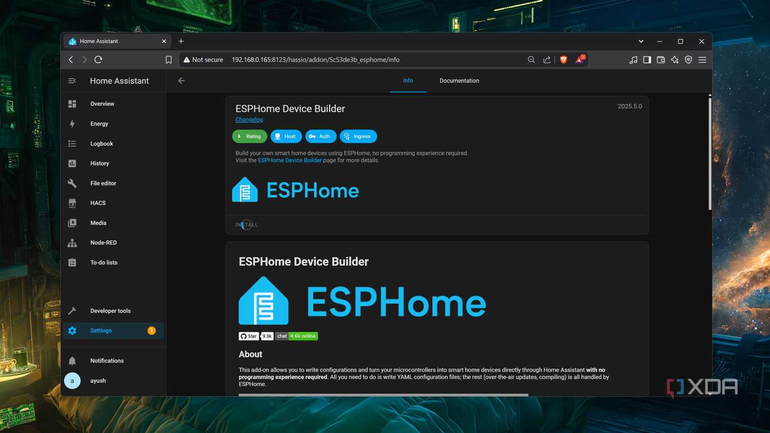 Installing ESPHome Device Builder plugin on Home Assistant