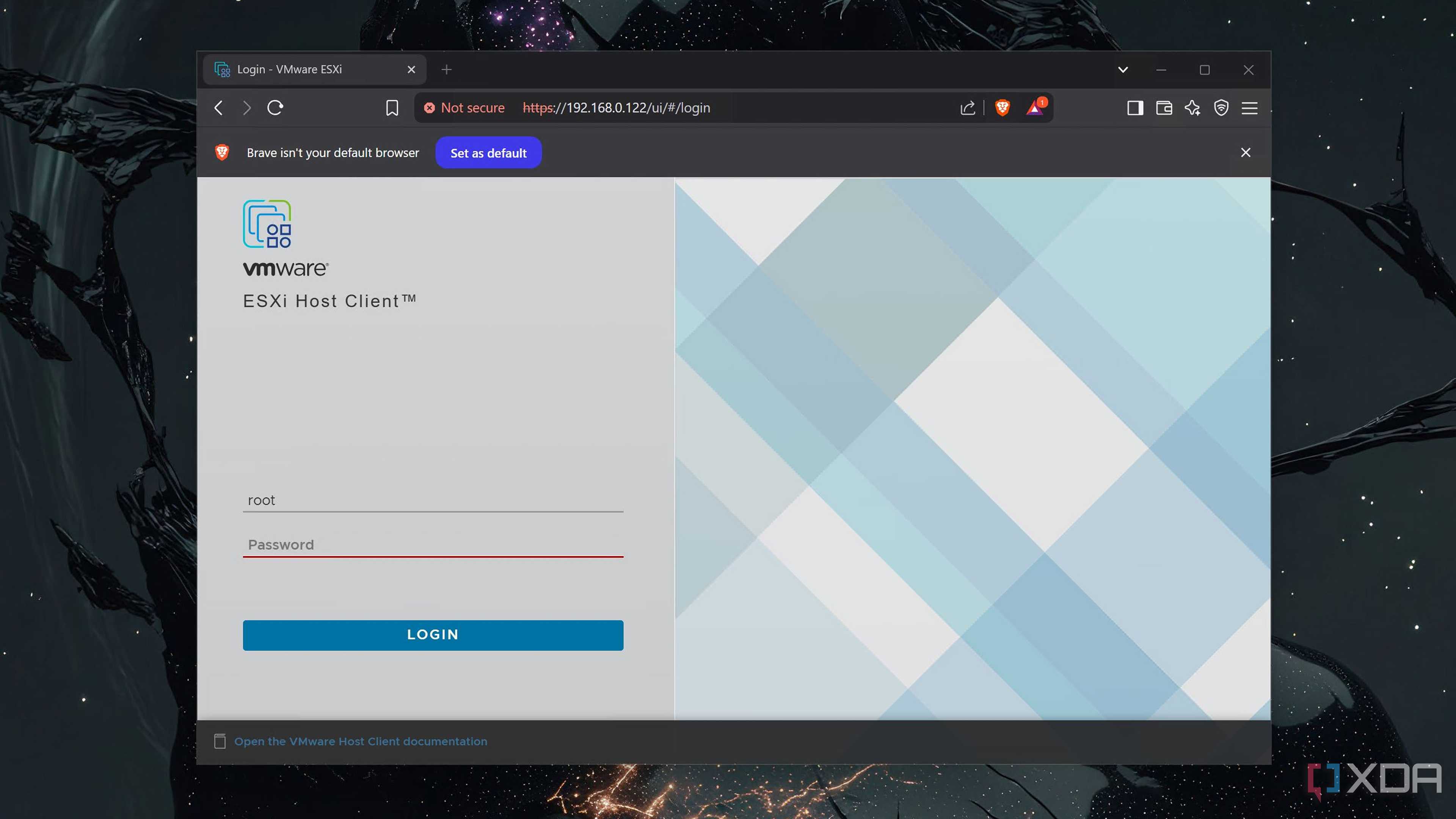 Logging into ESXi