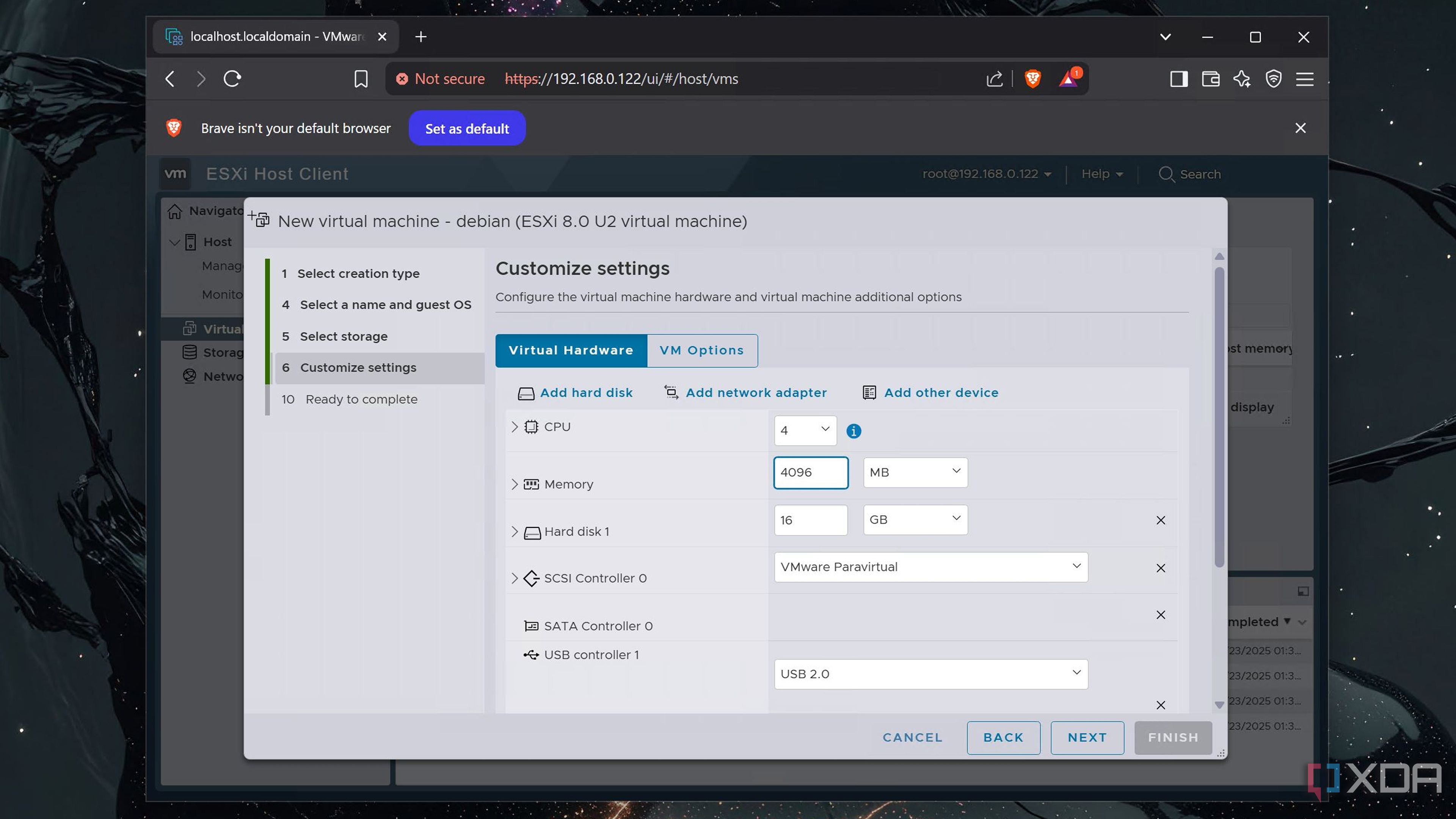 Customizing VM settings in ESXi