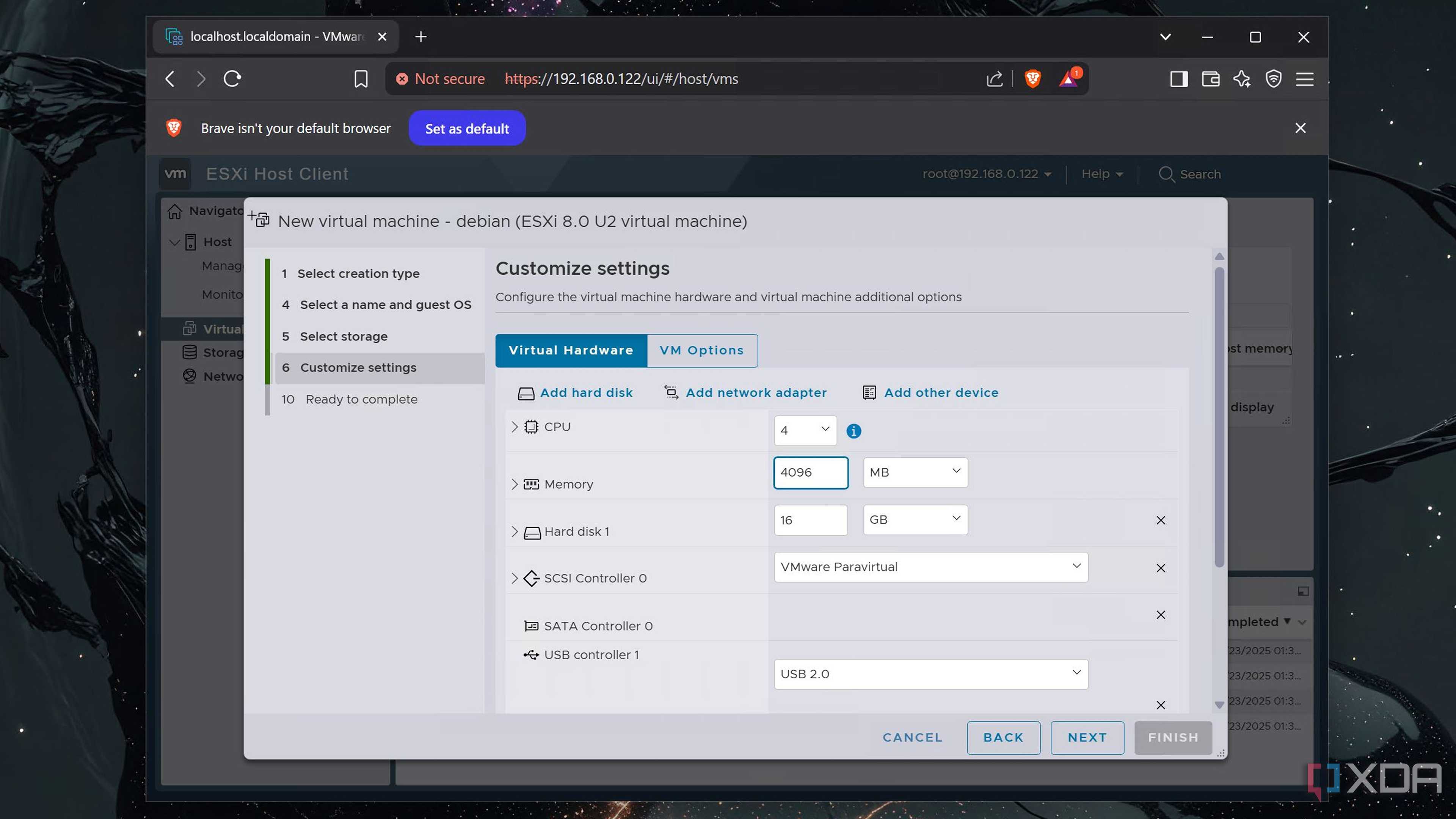 Customizing VM settings in ESXi