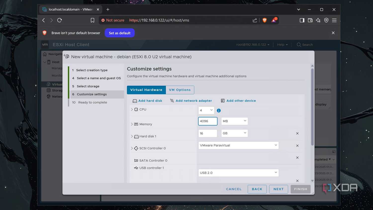 Customizing VM settings in ESXi