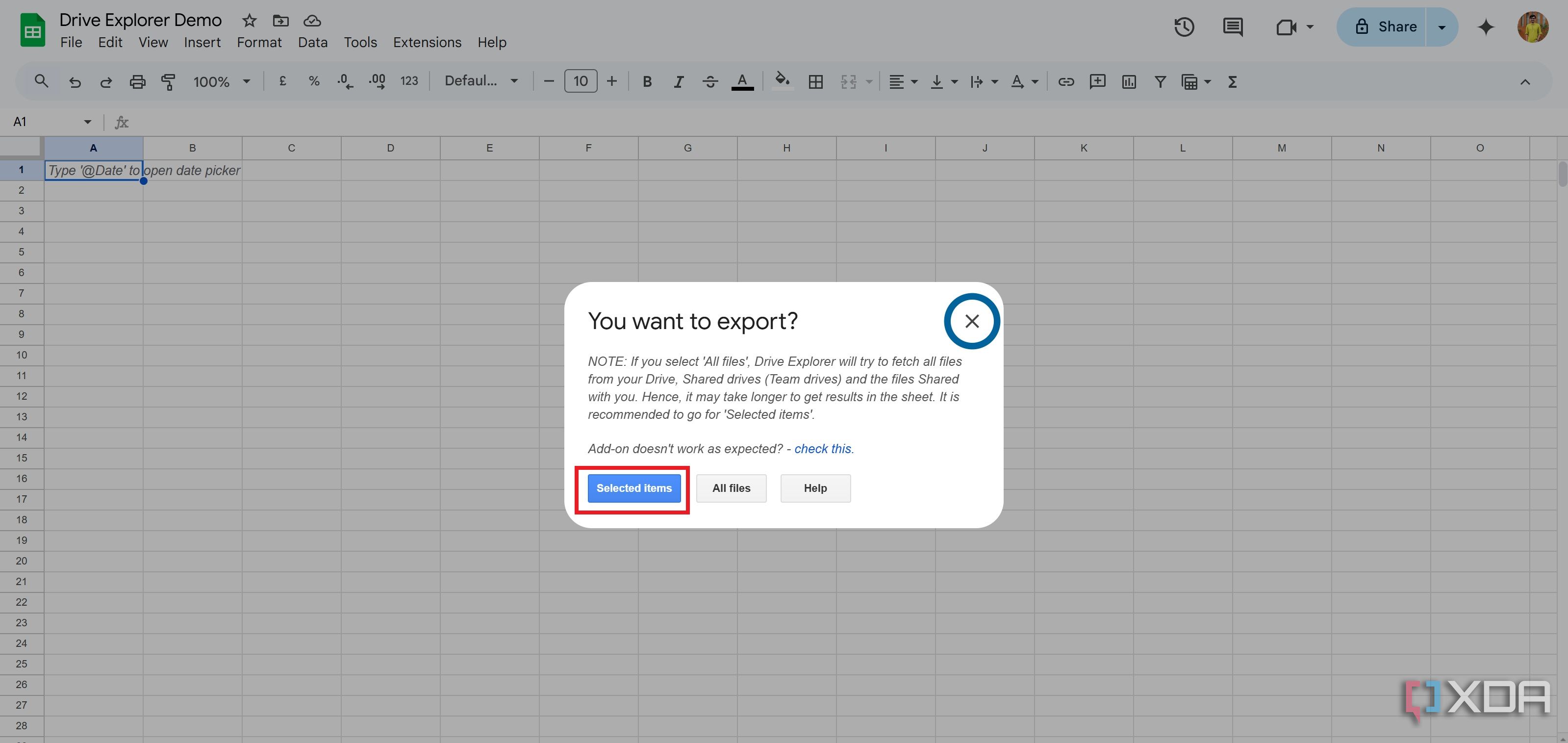 Select the preferred option to export via Drive Explorer