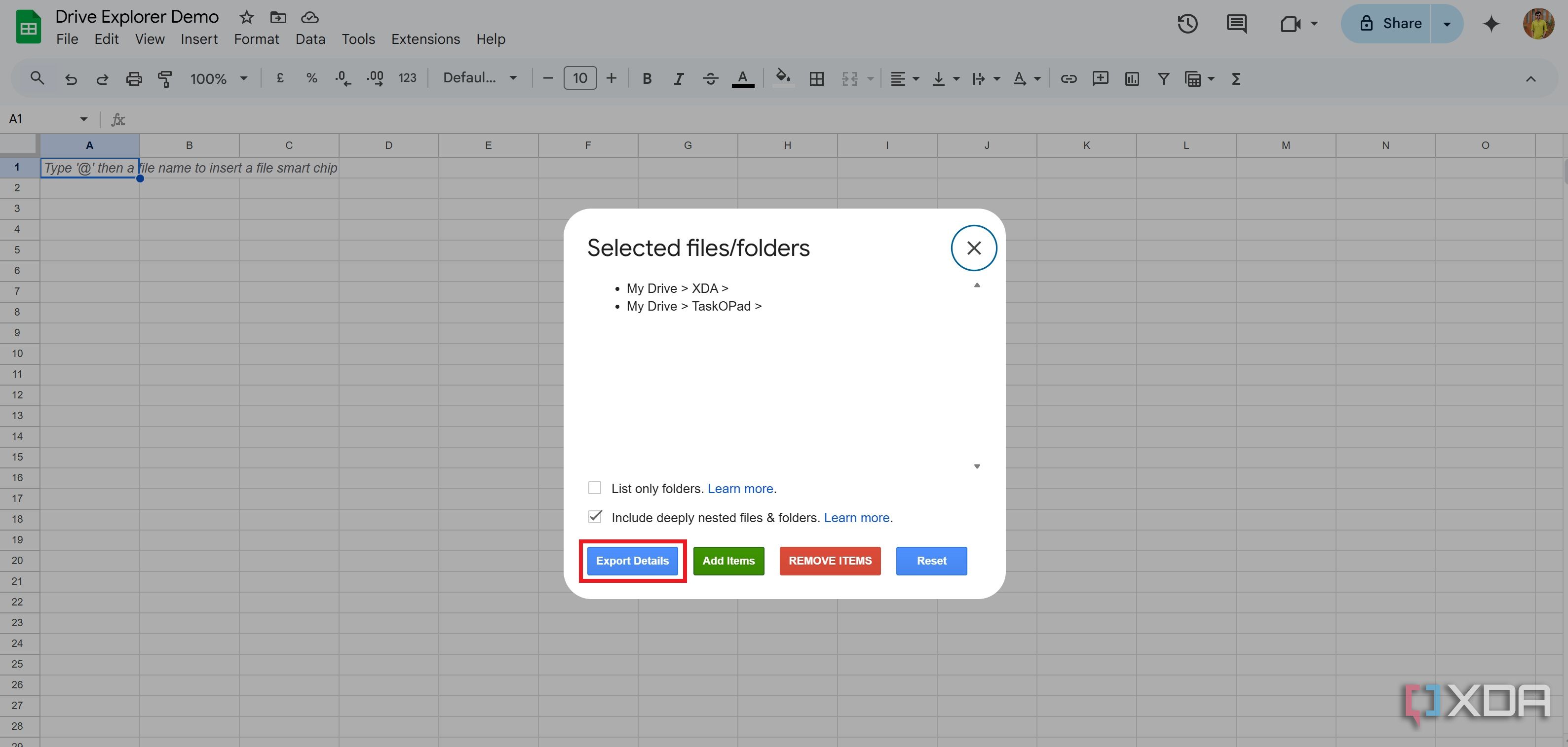 Confirm the selected files/folders and click on Export Details