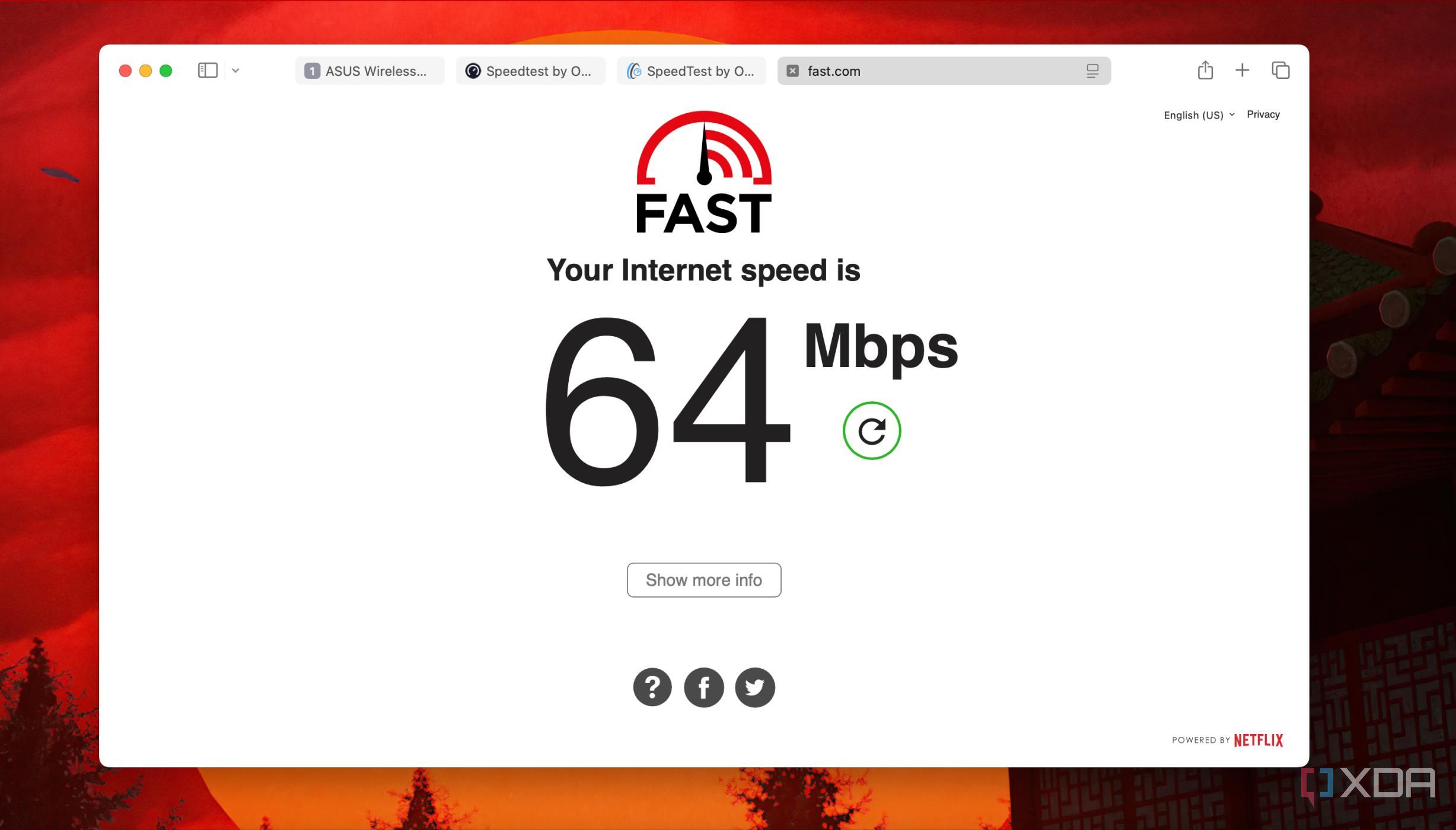 Fastcom Speedtest for QoS active network