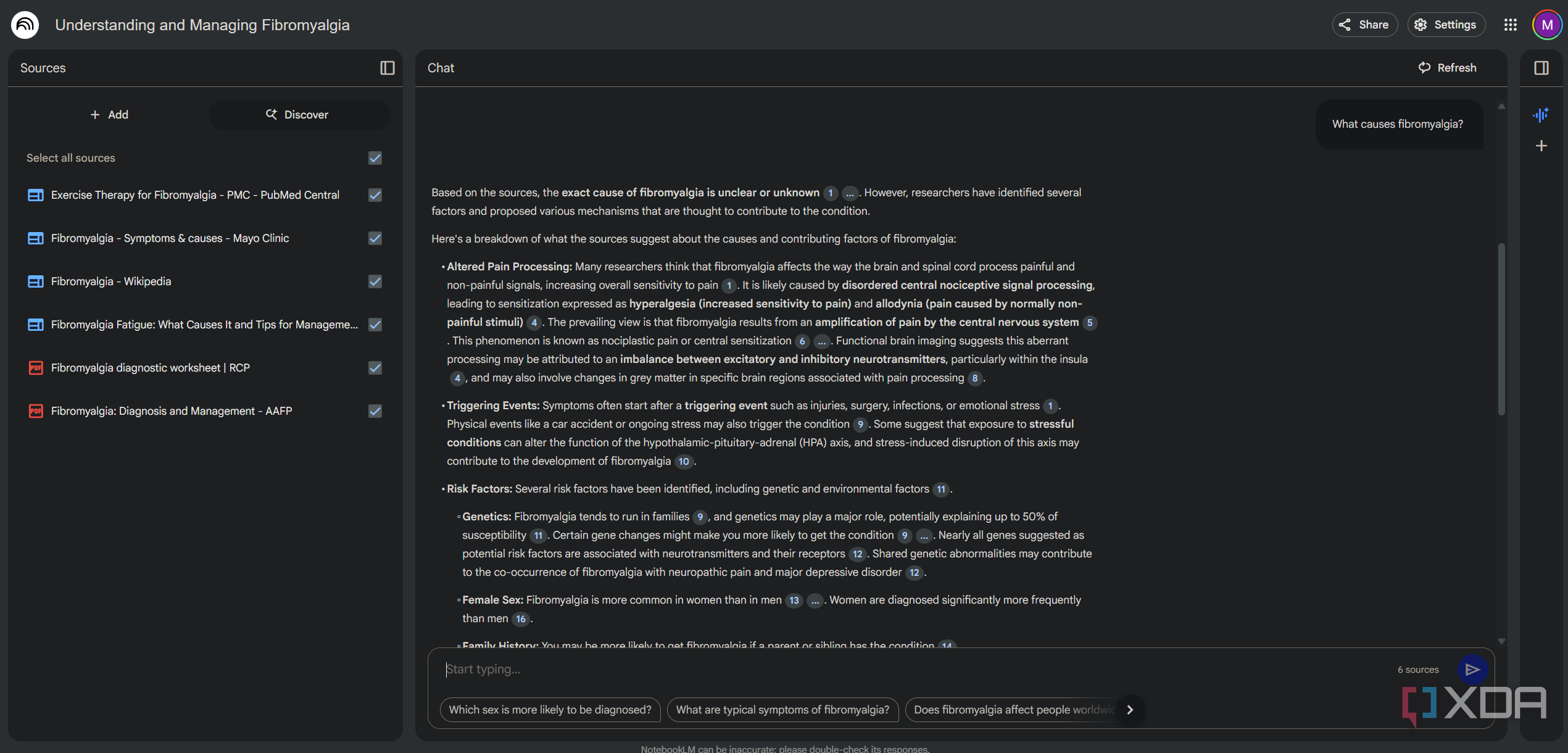 fibromyalgia response in notebooklm