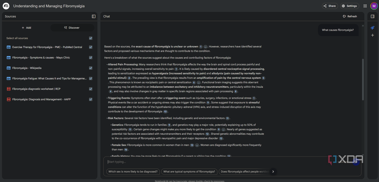 fibromyalgia response in notebooklm