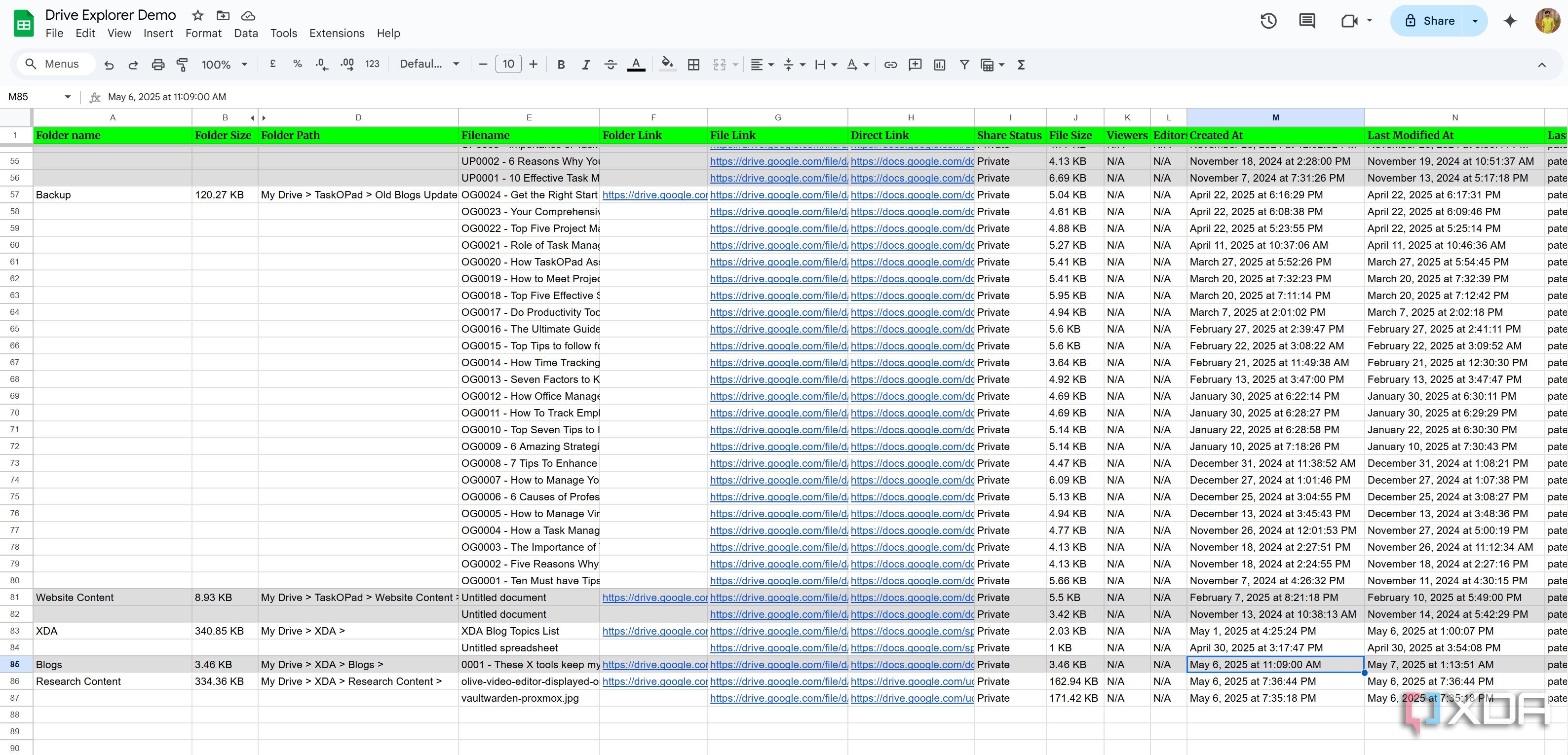 Ultimate exported data in Google Sheet using Drive Explorer