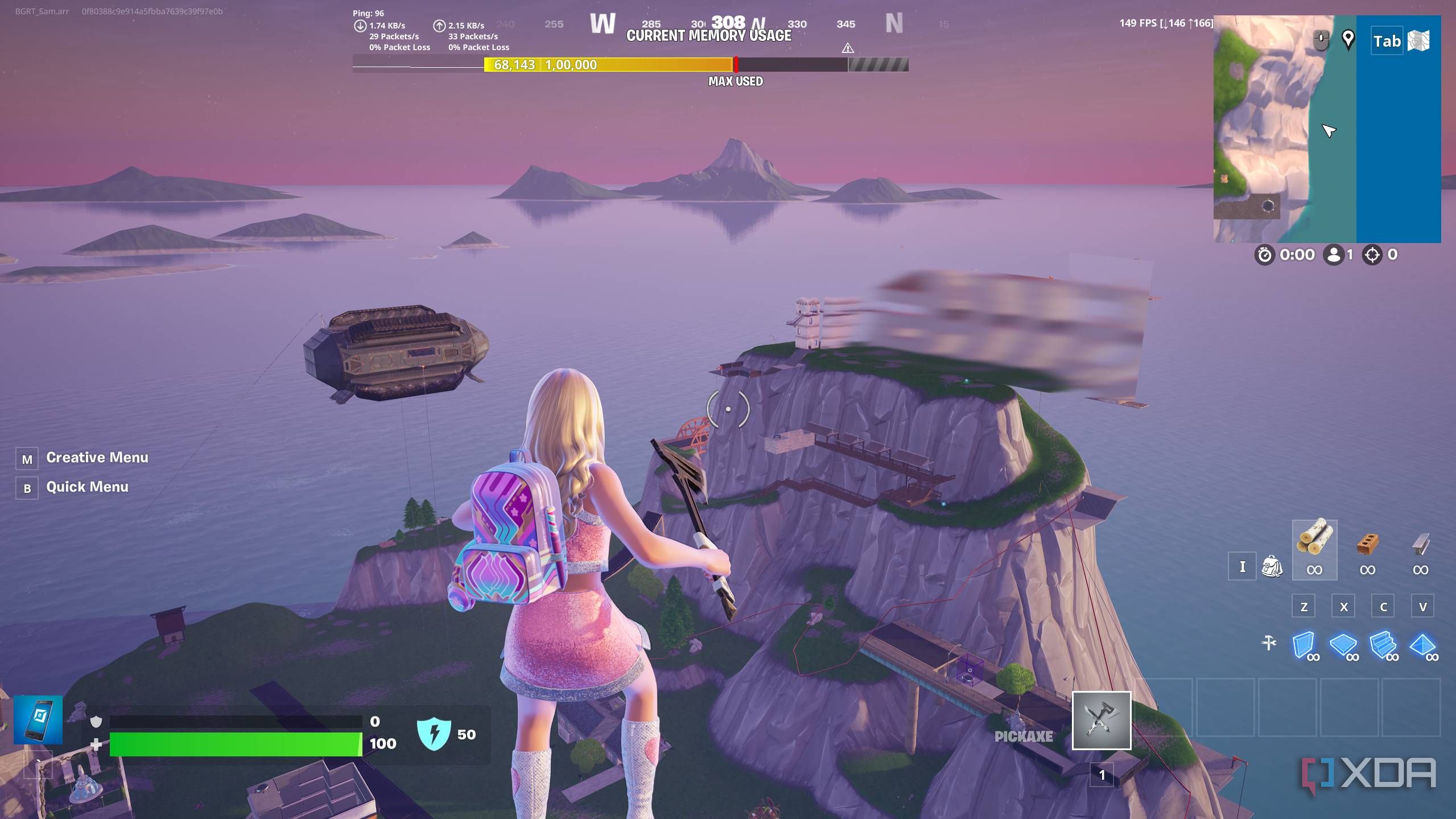 A custom island in Fortnite Creative mode.