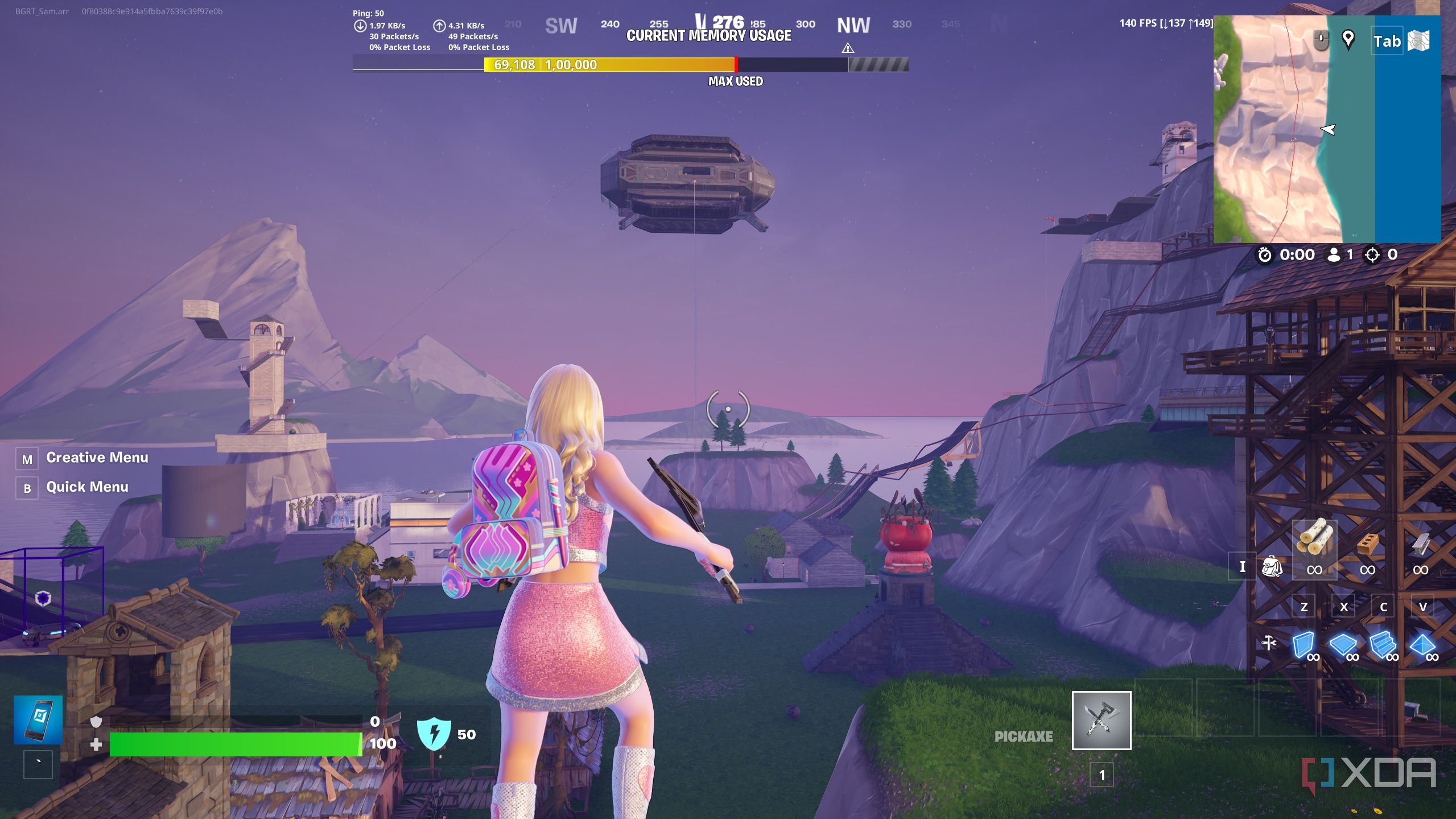 A custom island in Fortnite Creative mode.