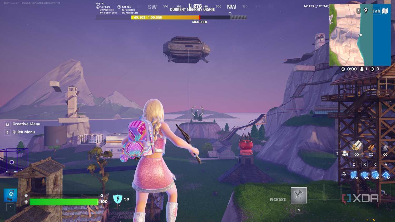 A custom island in Fortnite Creative mode.