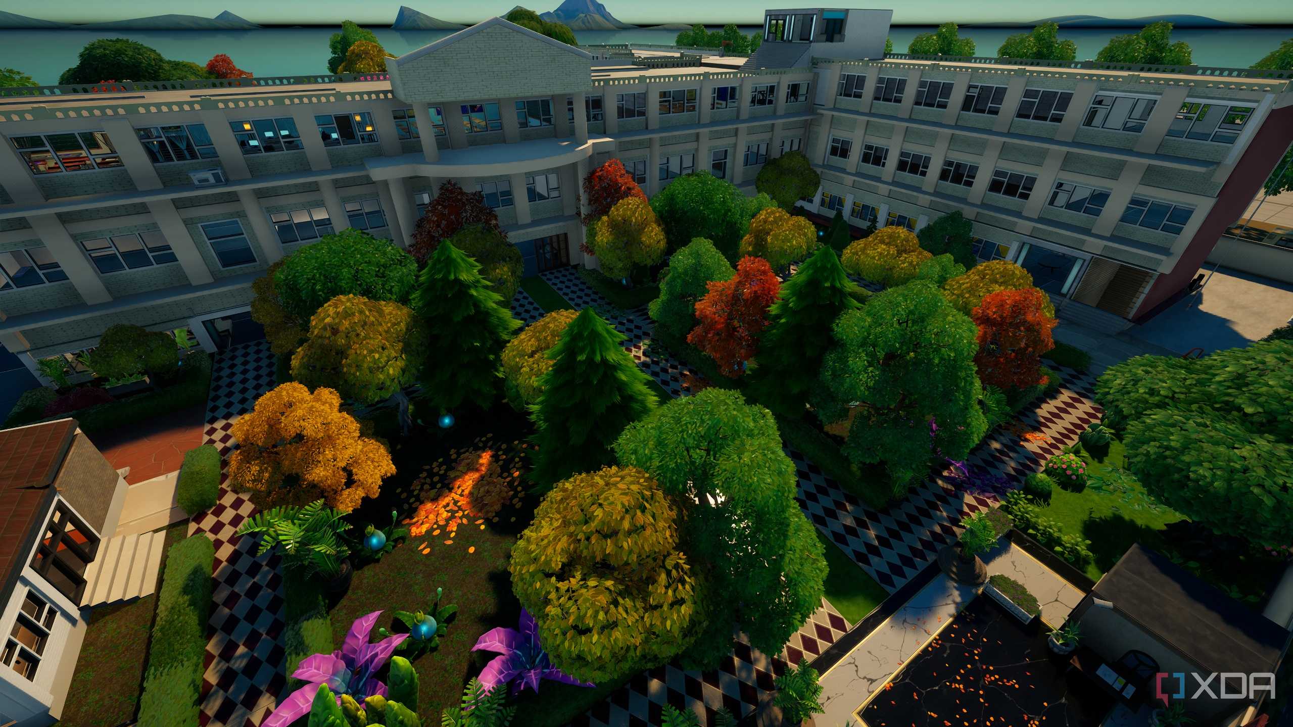 A high school in Fortnite's custom level editor.