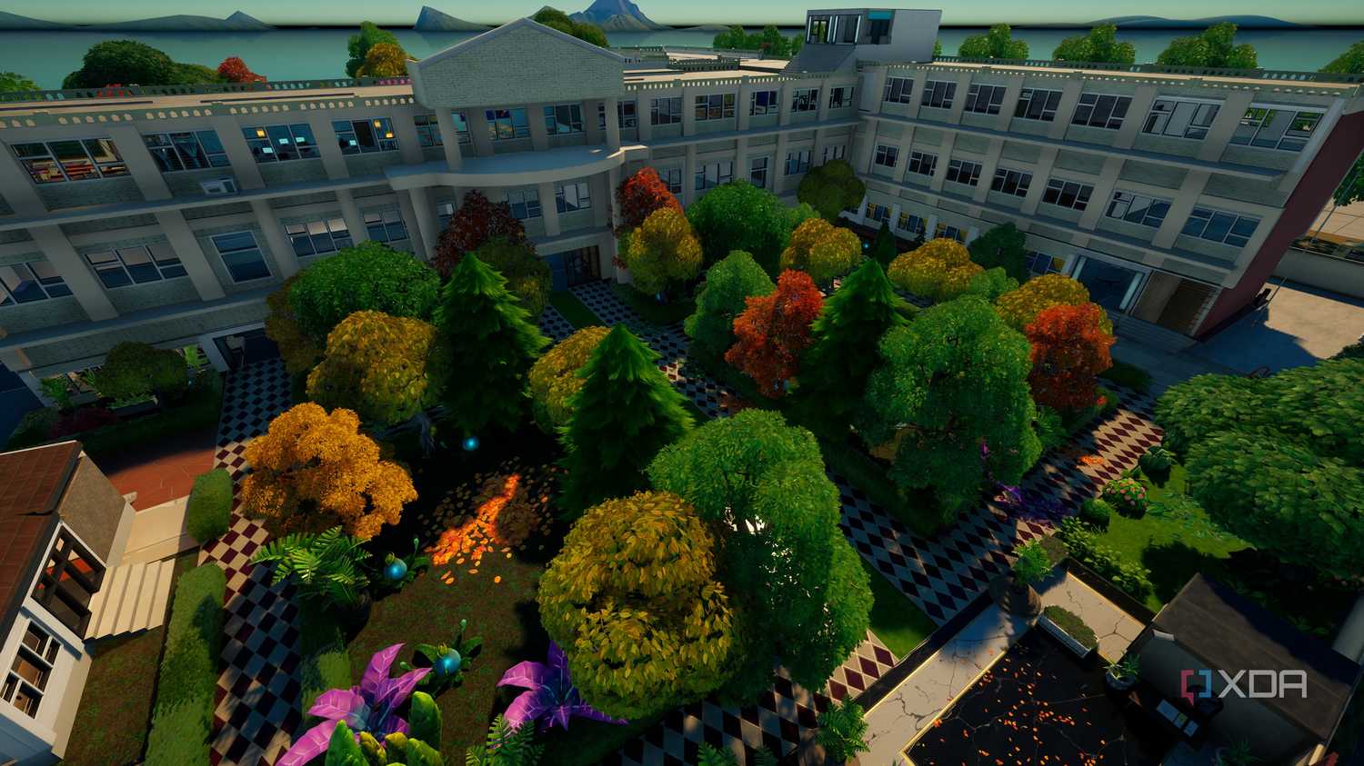 A high school in Fortnite's custom level editor.