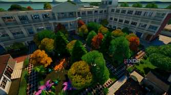 A high school in Fortnite's custom level editor.