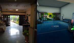 A side-by-side comparison of a high school in Fortnite and real life.