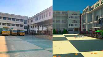 A side-by-side comparison of a high-school in real life and Fortnite.