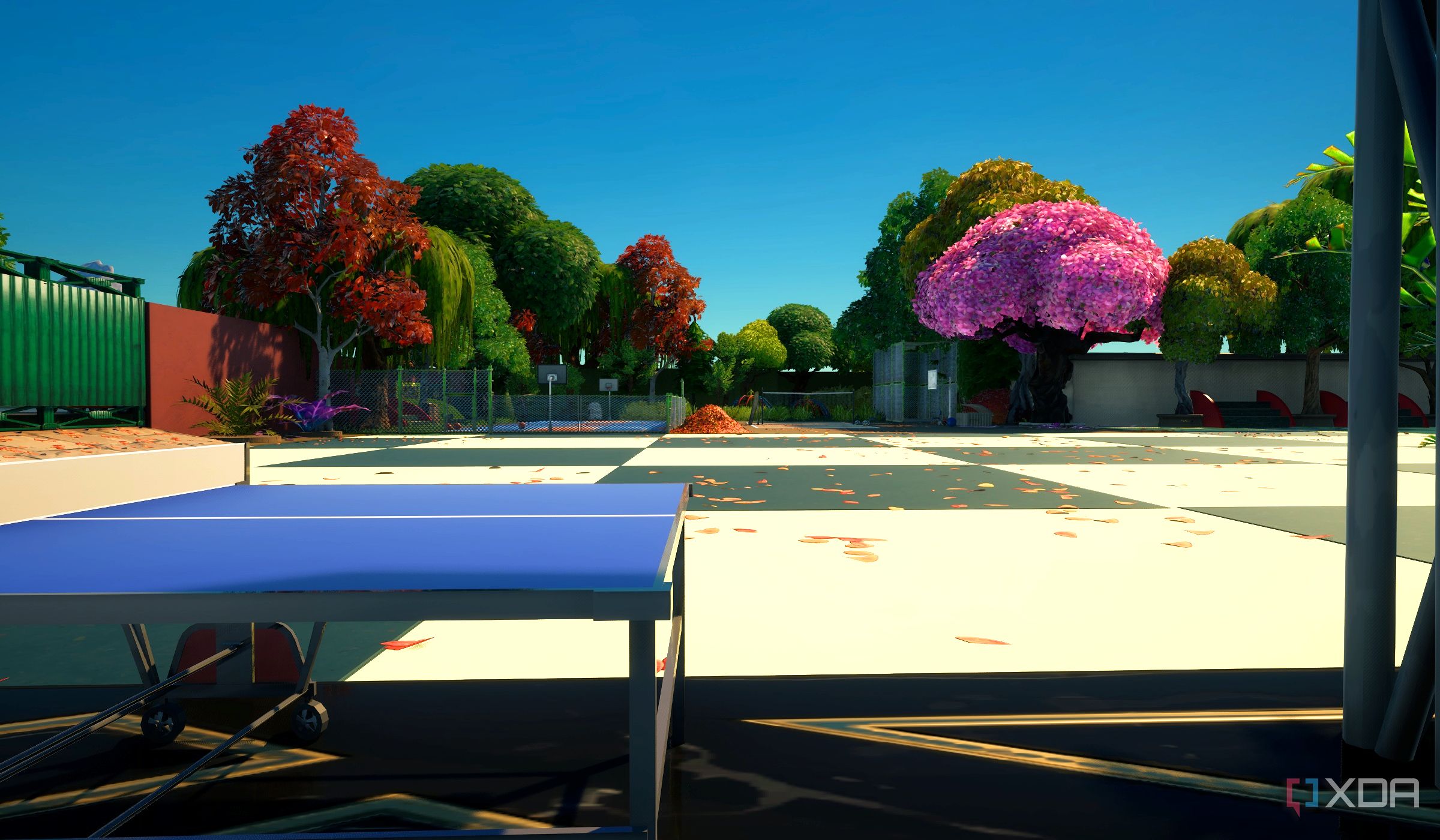 A high school playground recreated in Fortnite.