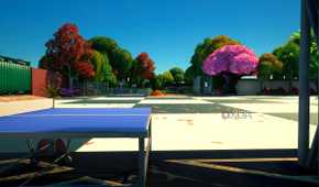 A high school playground recreated in Fortnite.