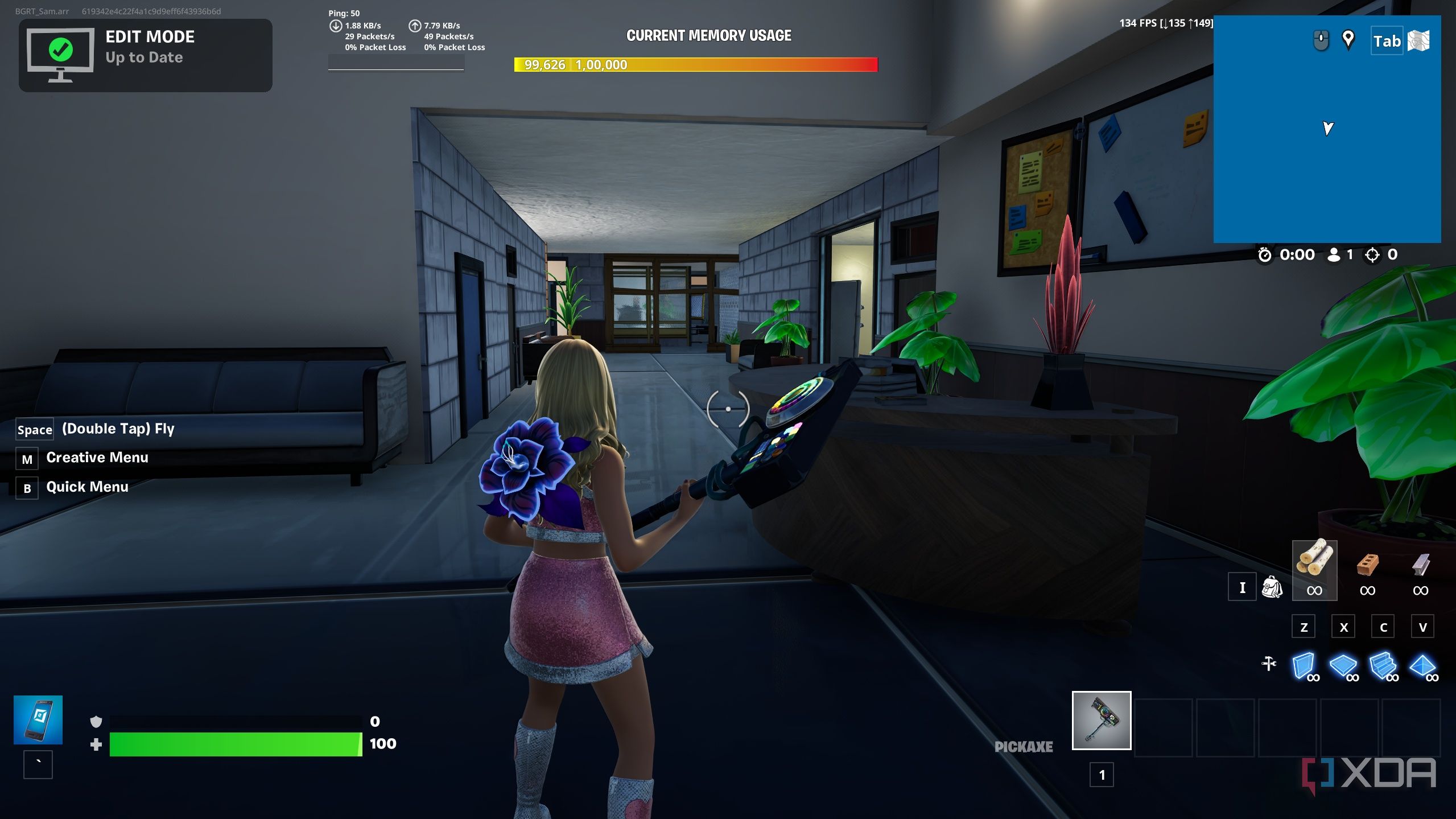 A screenshot from Fortnite's Creative mode.