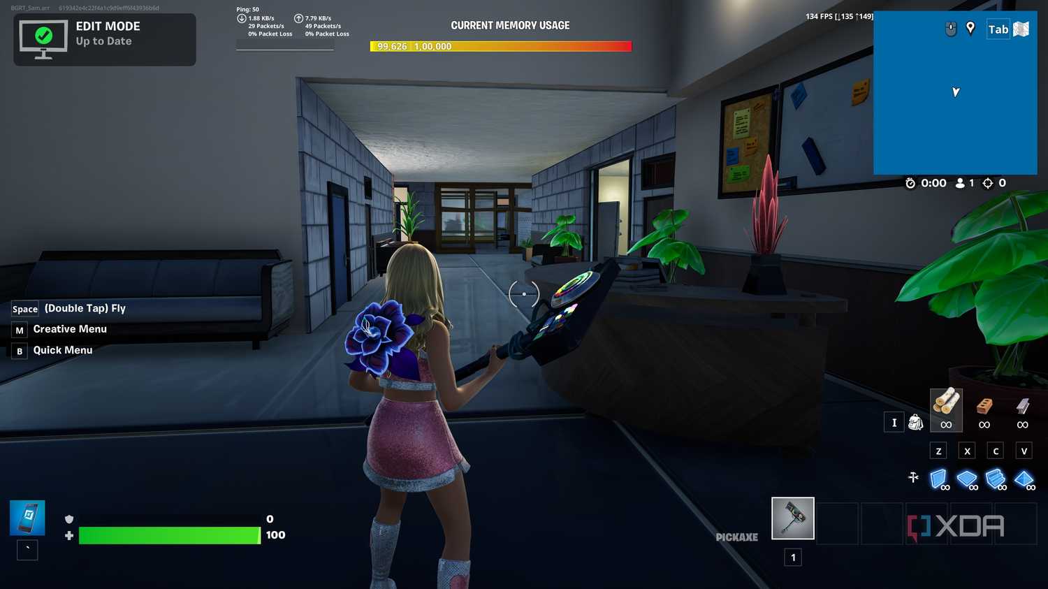A screenshot from Fortnite's Creative mode.