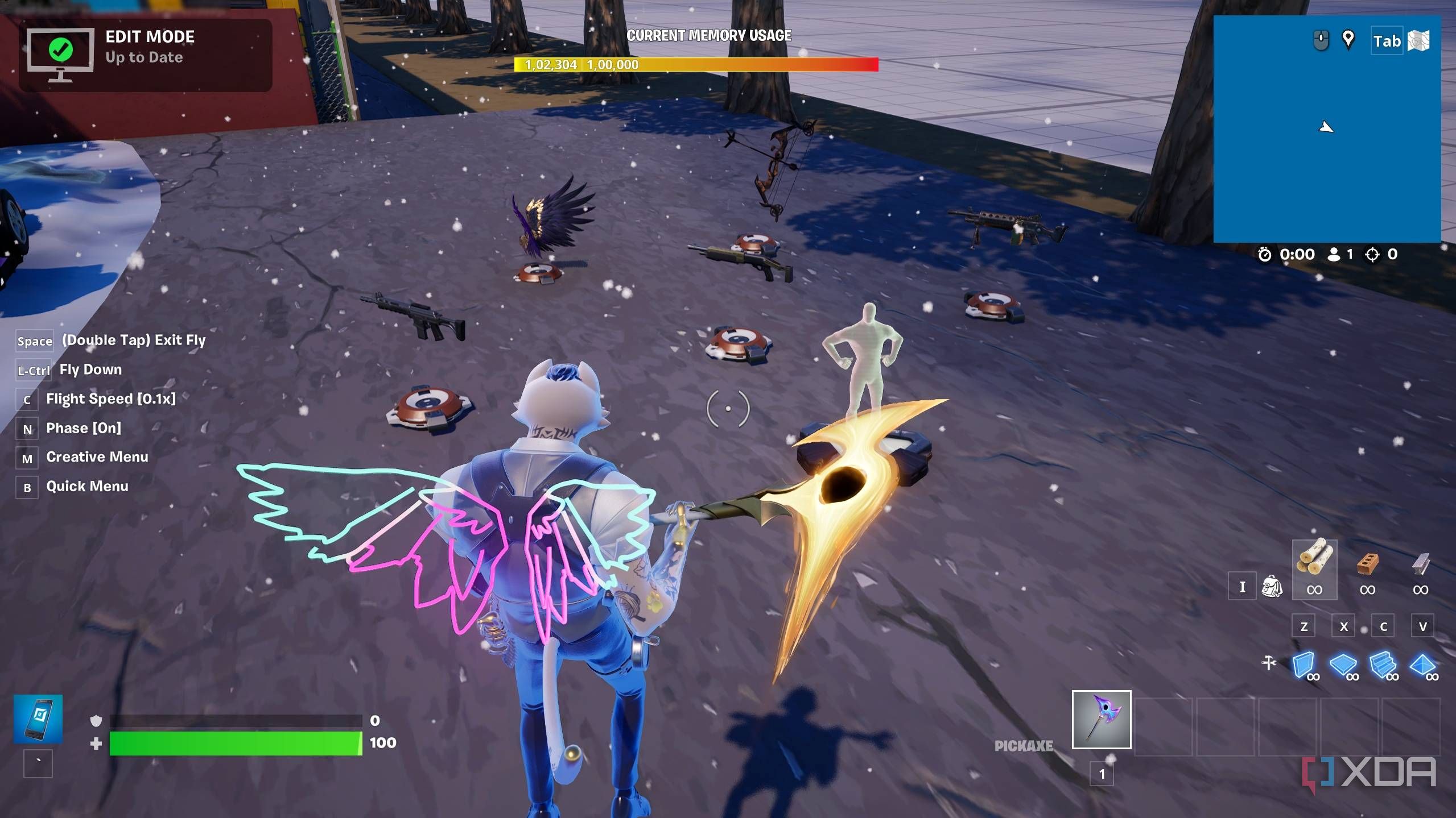 A screenshot from Fortnite's Creative mode.