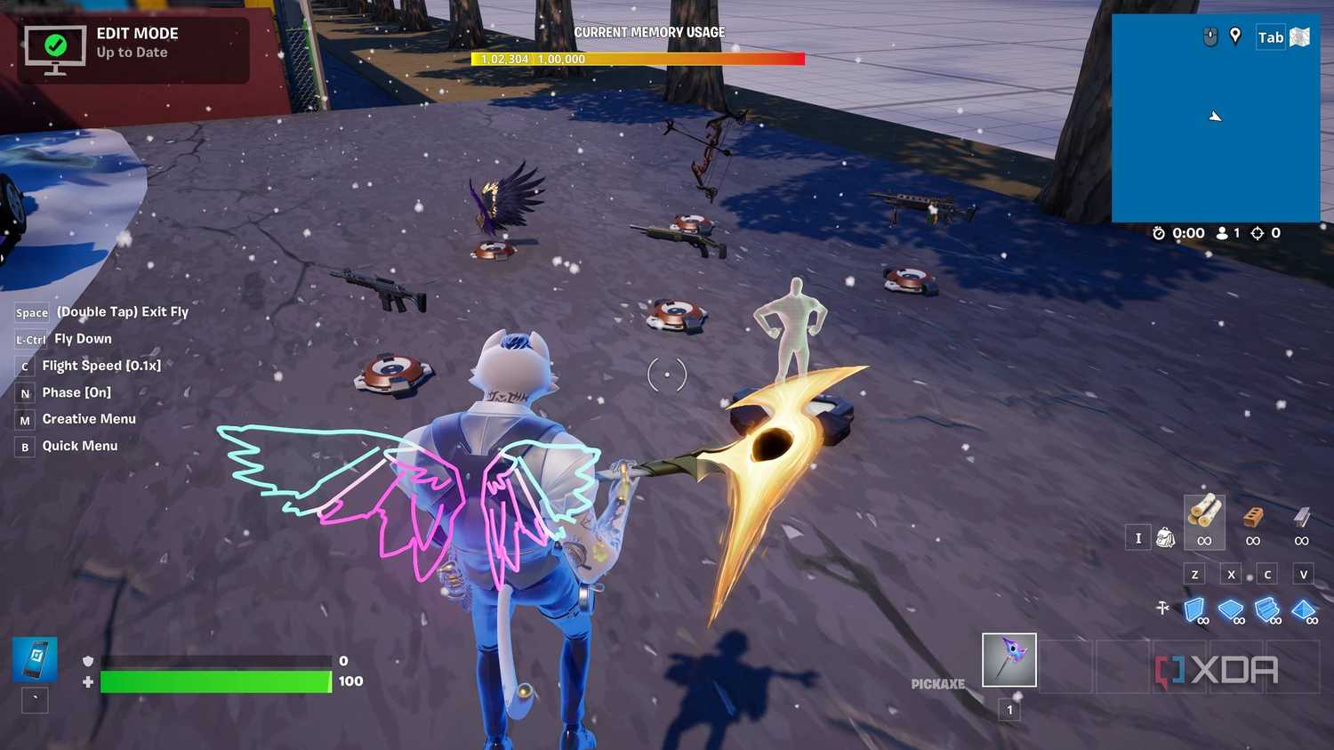 A screenshot from Fortnite's Creative mode.