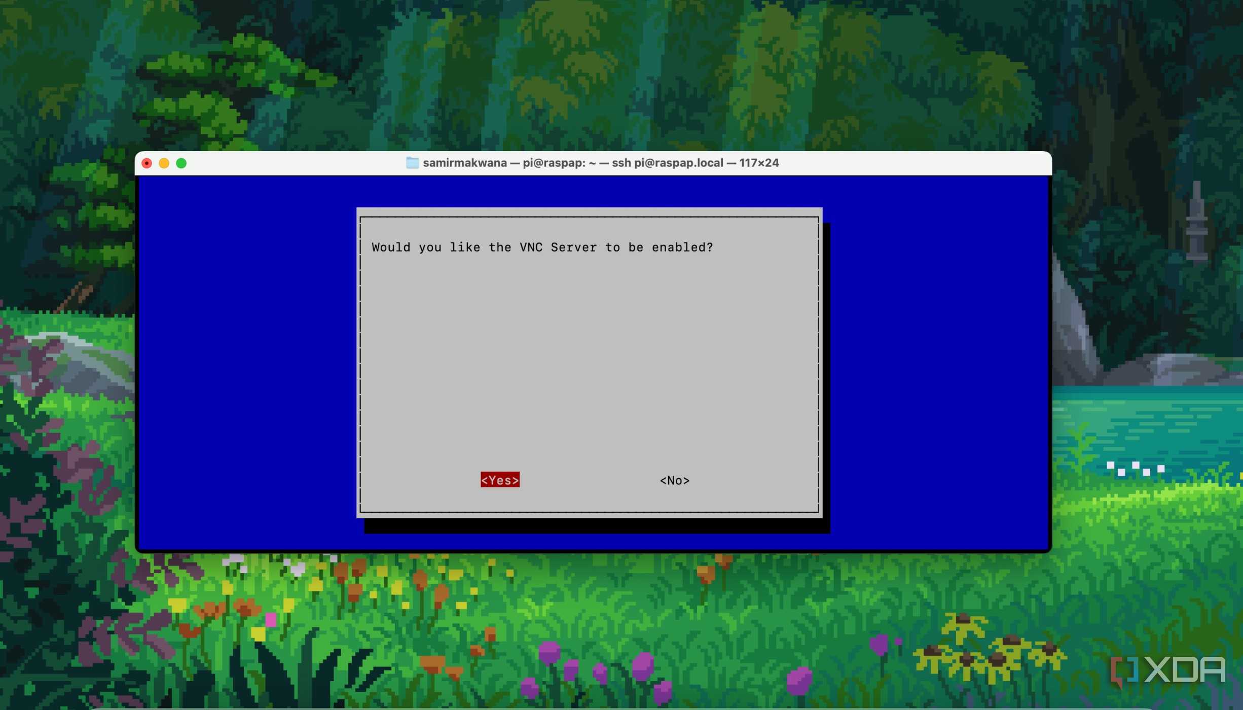 Hit Yes to enable VNC service on Raspberry Pi