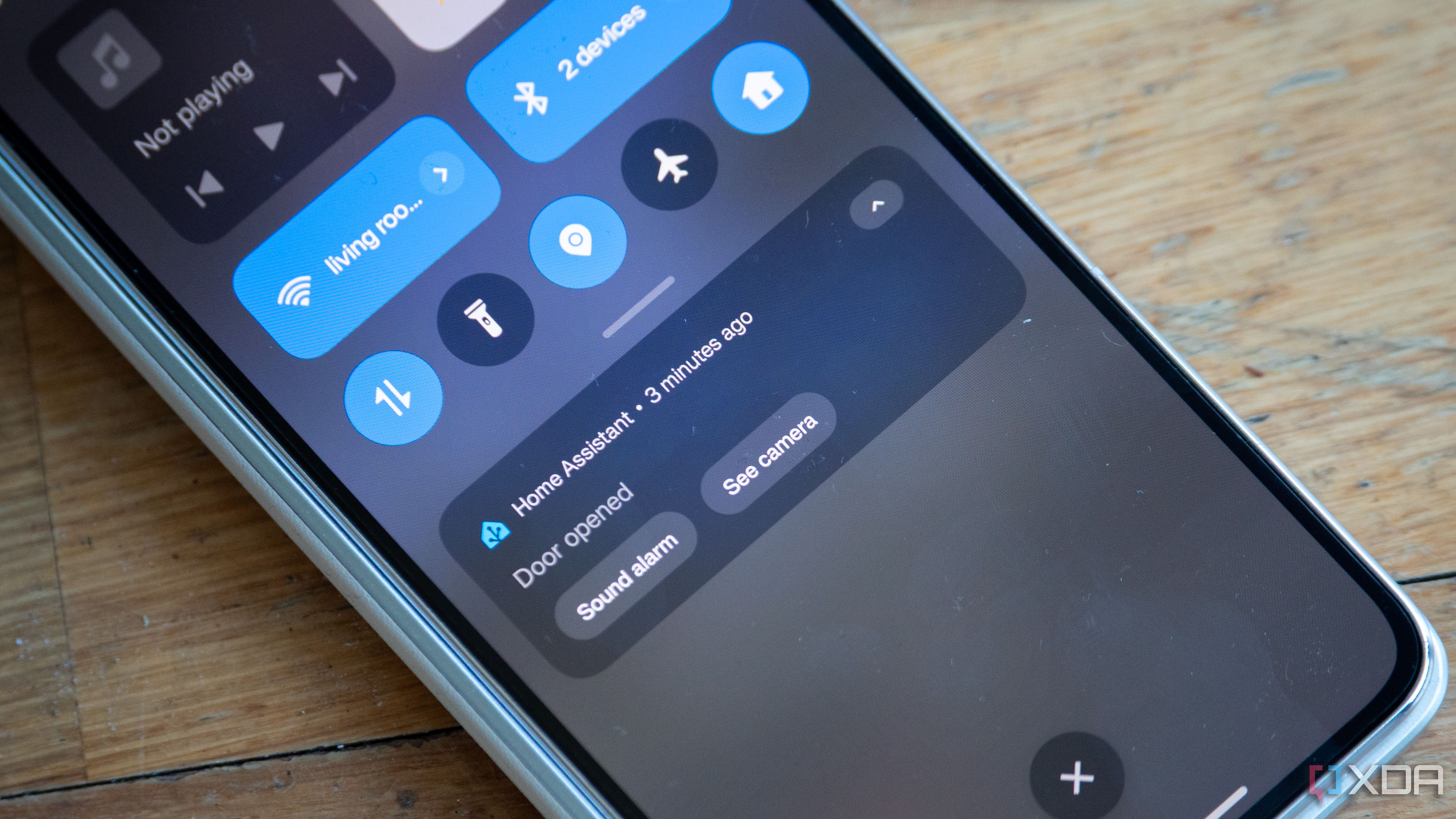 Home Assistant actionable notification showing the door was opened
