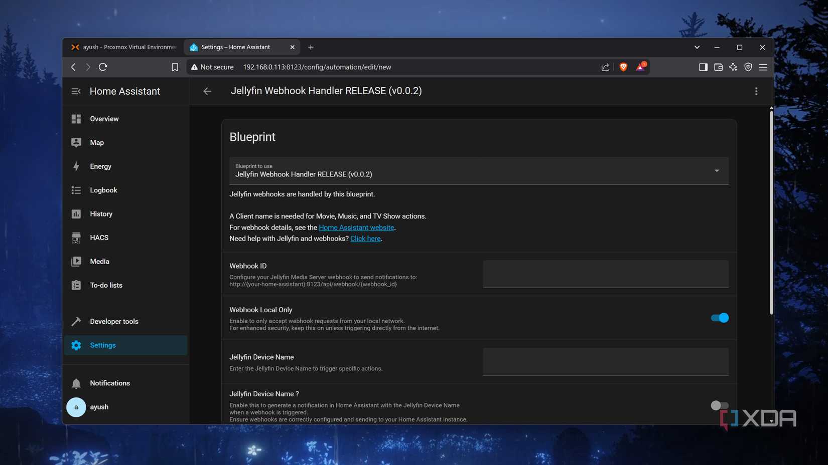 The Jellyfin webhook blueprint for HASS