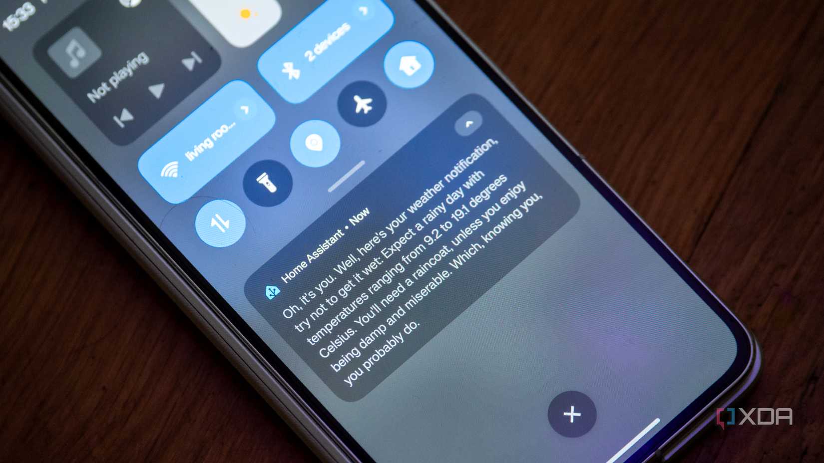 Dynamic notification from Home Assistant showing a brief weather report