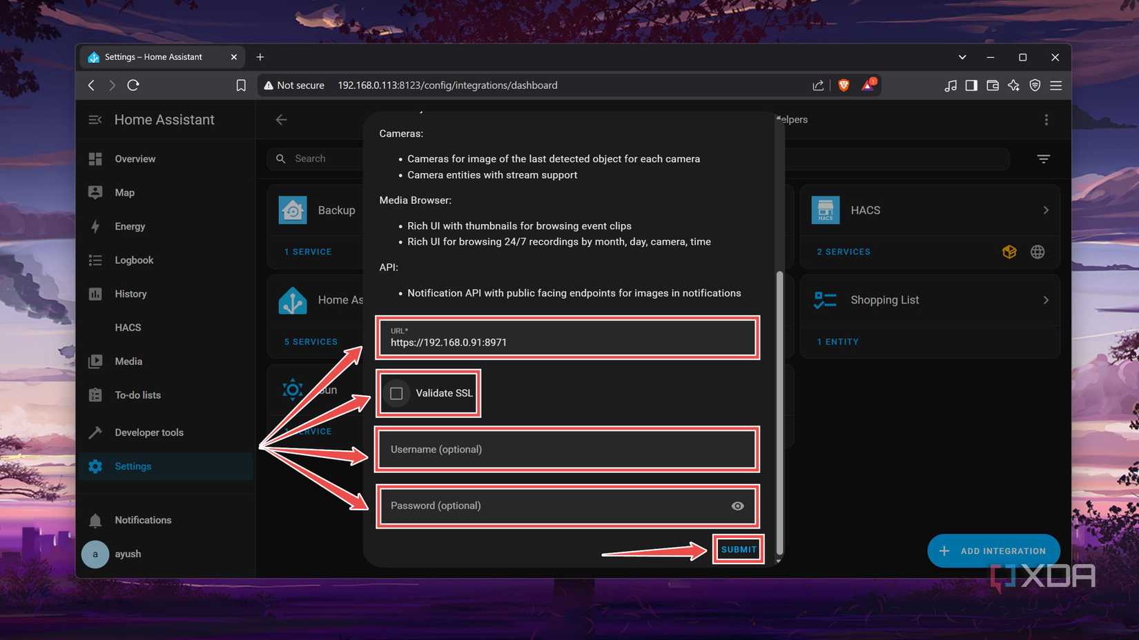 Configuring the Frigate integration inside Home Assistant