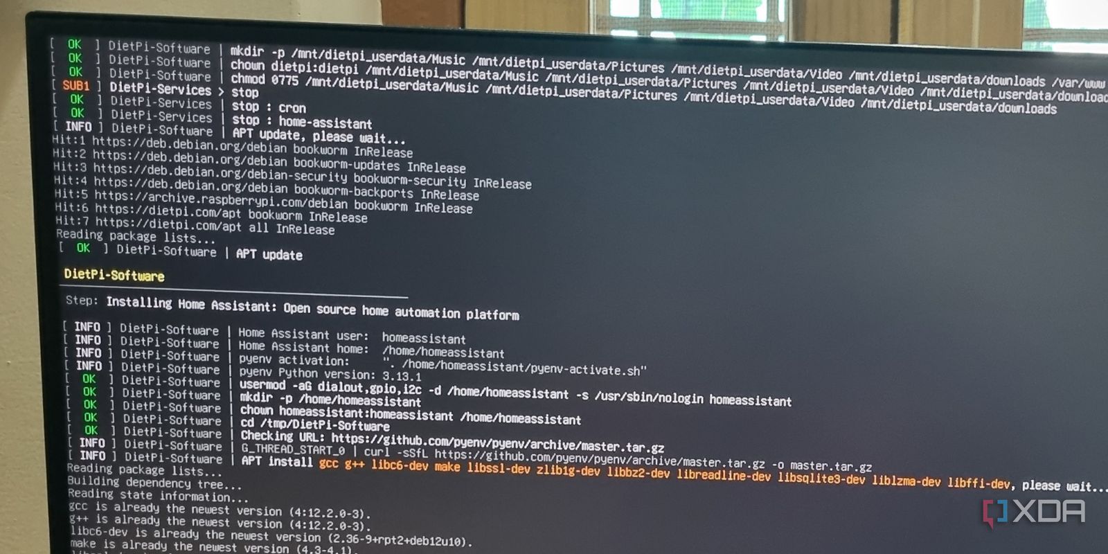 photo of home assistant installation dietpi