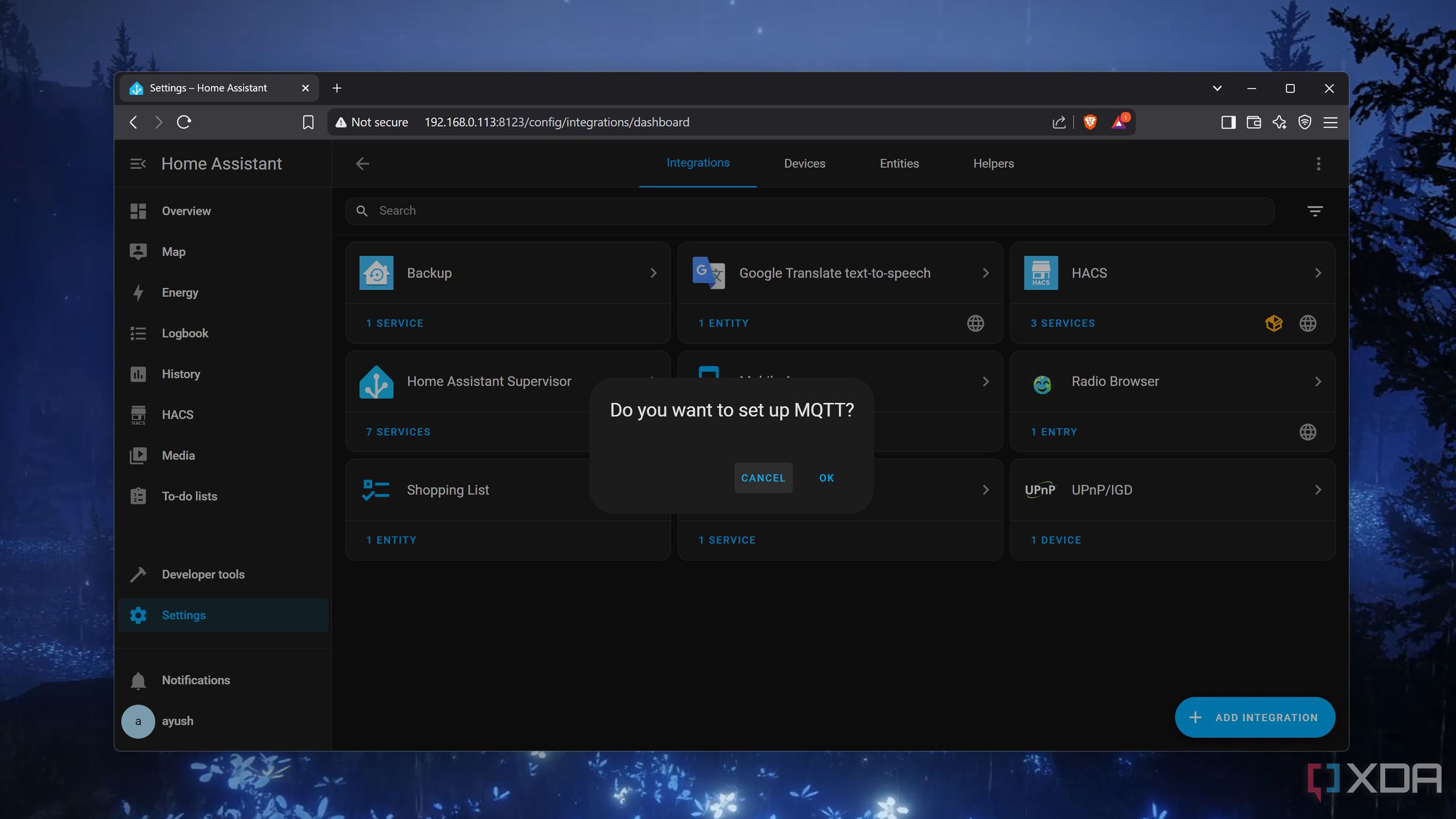 Adding the MQTT integration in Home Assistant