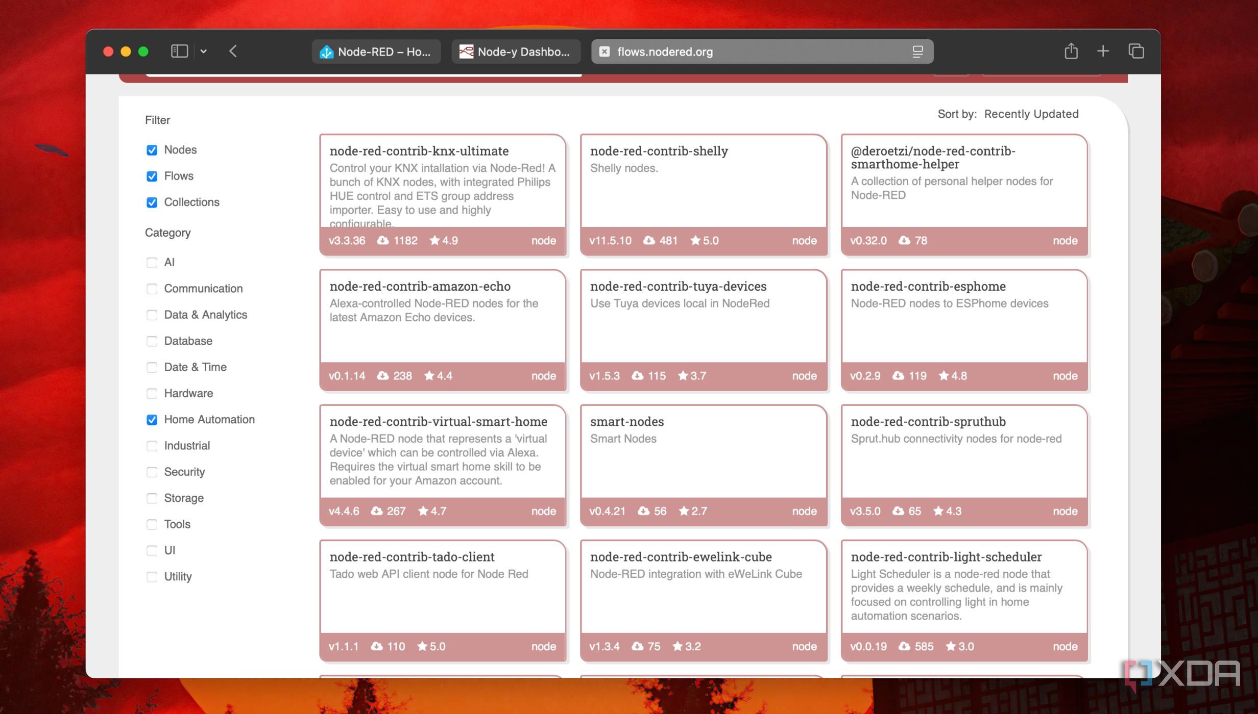 Home Automation Nodes in Node RED library