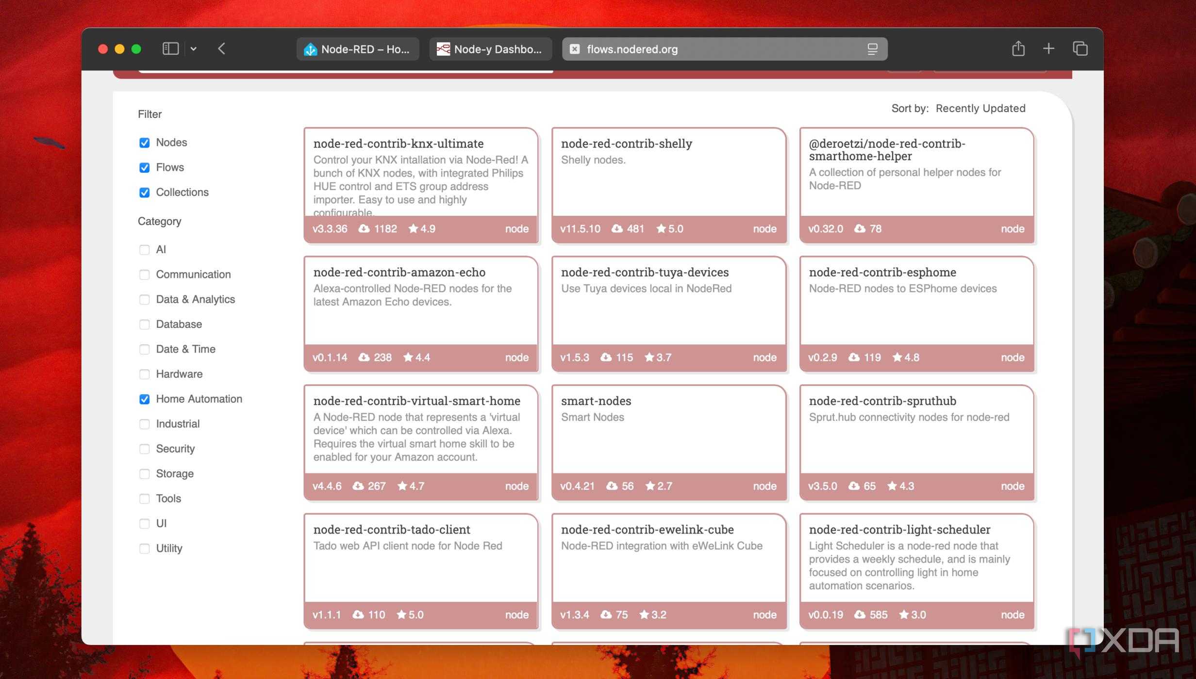 Home Automation Nodes in Node RED library