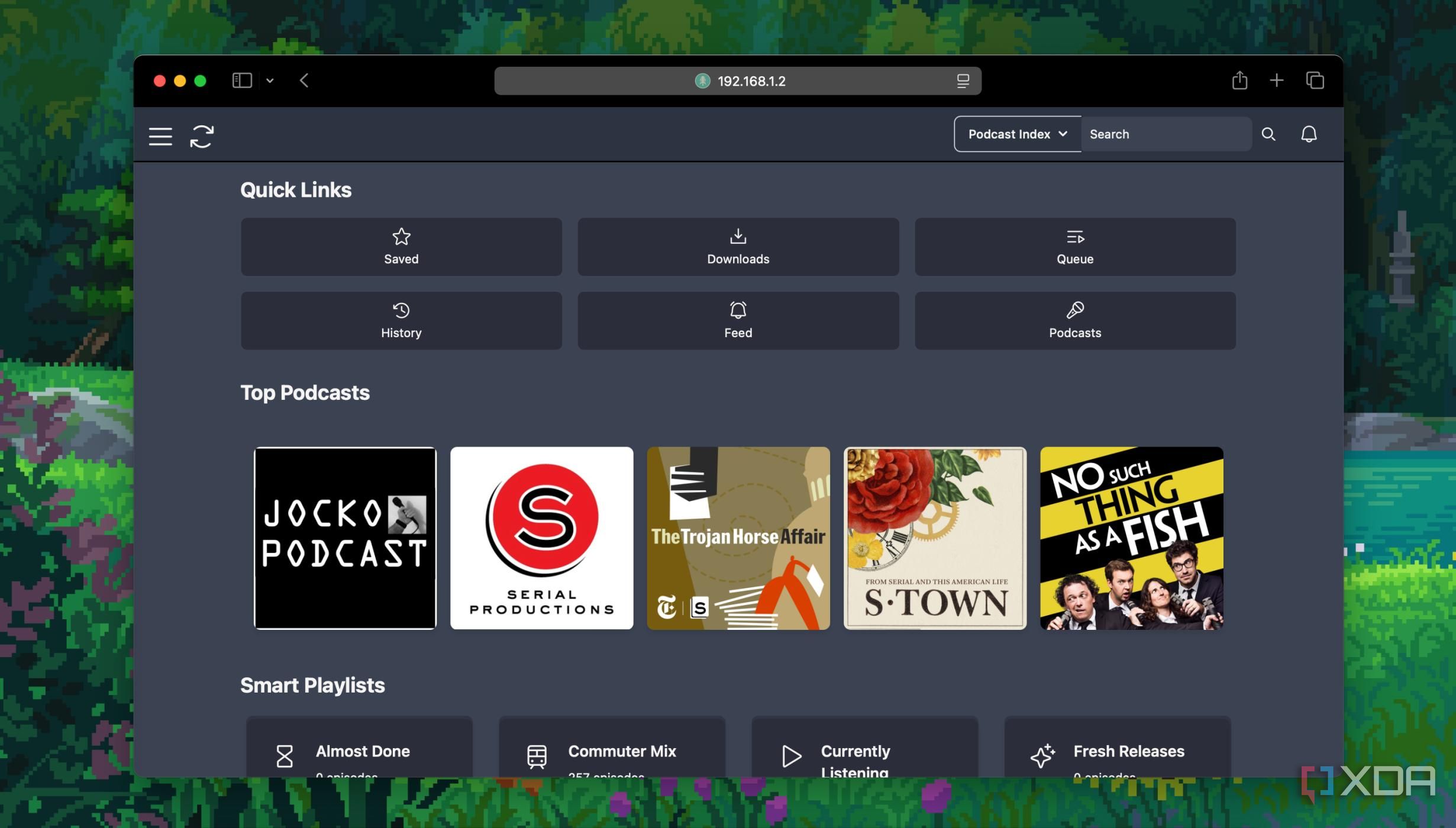 home dashboard in pinepods