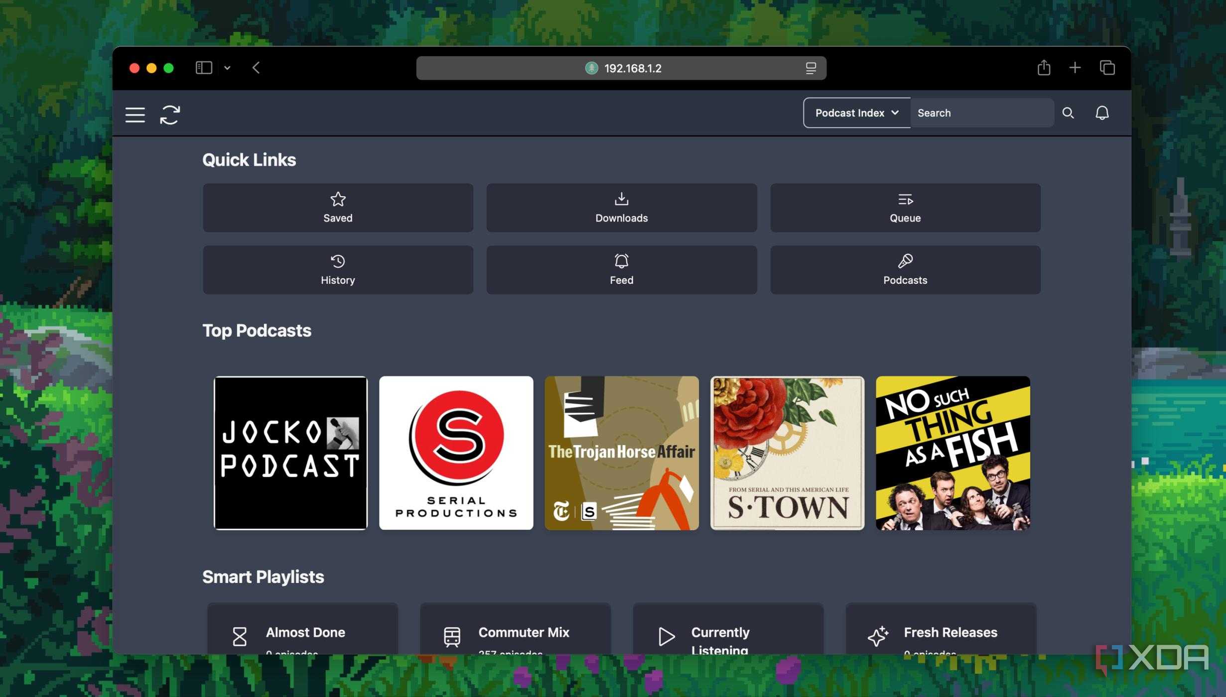 home dashboard in pinepods