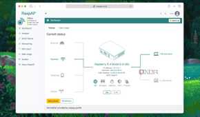 Home dashboard view of RaspAP on Raspberry Pi