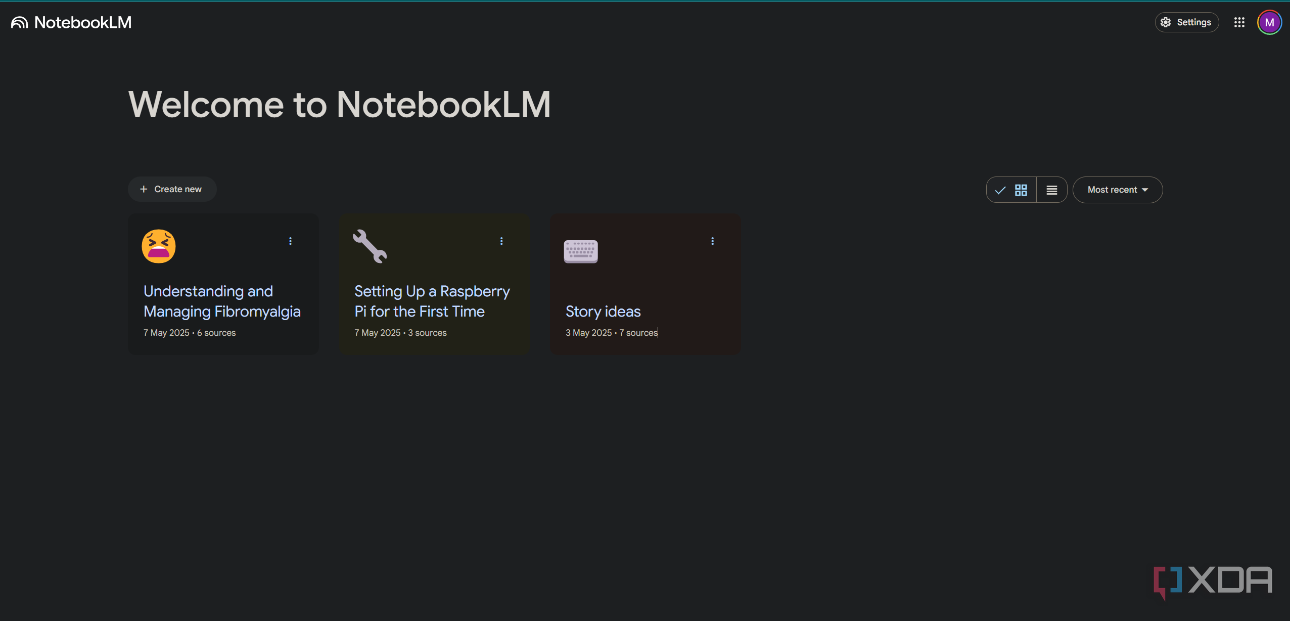 home page in notebooklm
