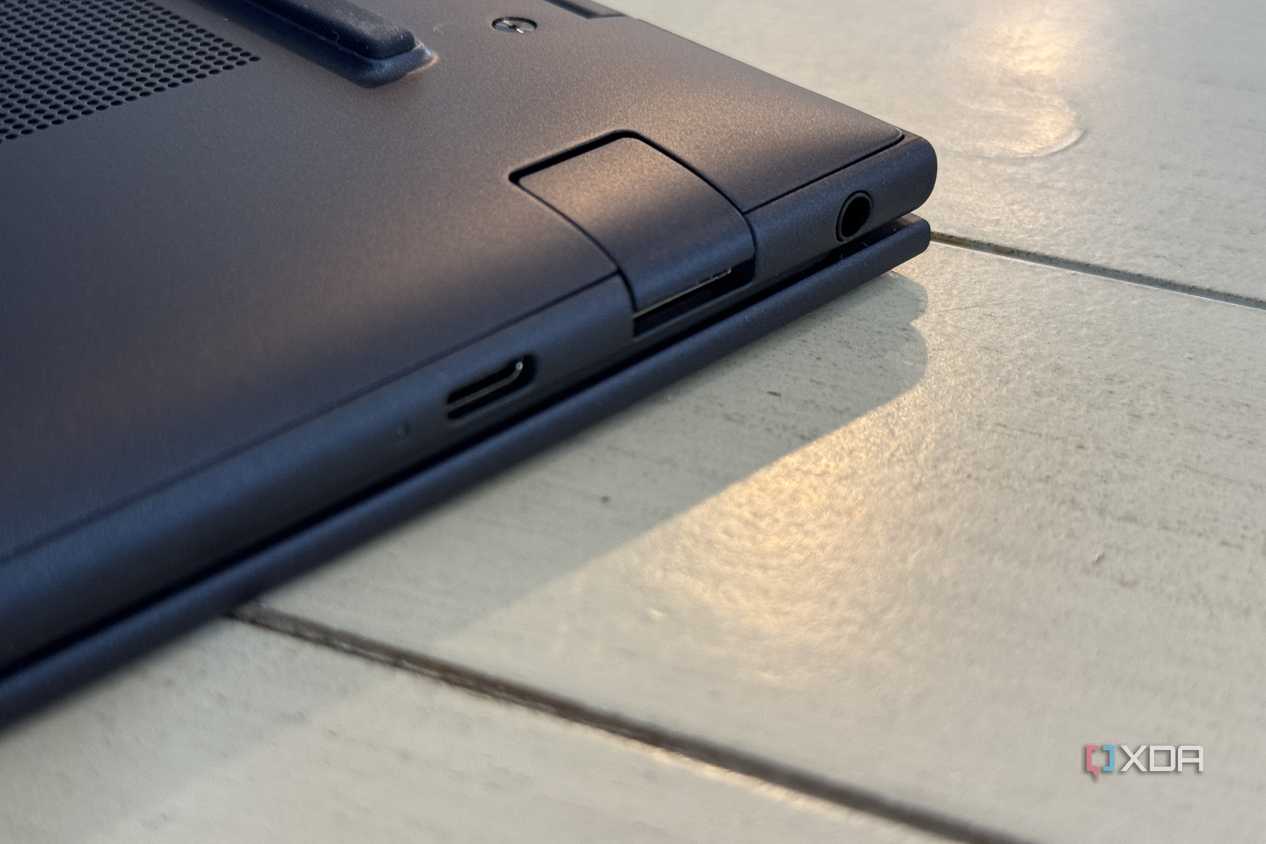 HP EliteBook Ultra G1i AI upside down on a table.