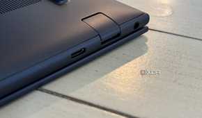 HP EliteBook Ultra G1i AI upside down on a table.