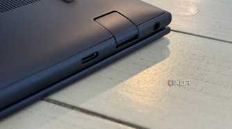 HP EliteBook Ultra G1i AI upside down on a table.
