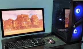 A gaming PC setup on a desk